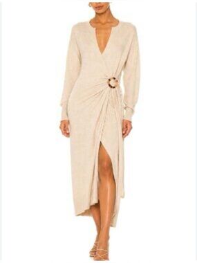 Jonathan Simkahi Evalynn Beige Knit Sweater Dress
